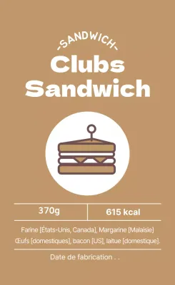 Étiquette sandwich illustrée beige
