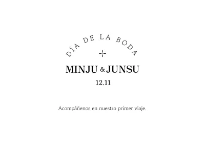 Un sobre de invitación de boda clásico y sencillo con texto e ilustraciones en negro.