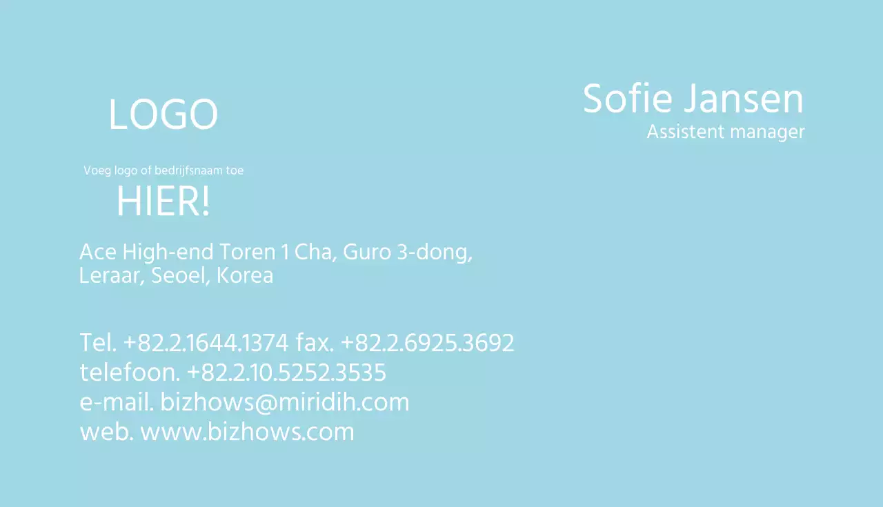 Standaard visitekaartje