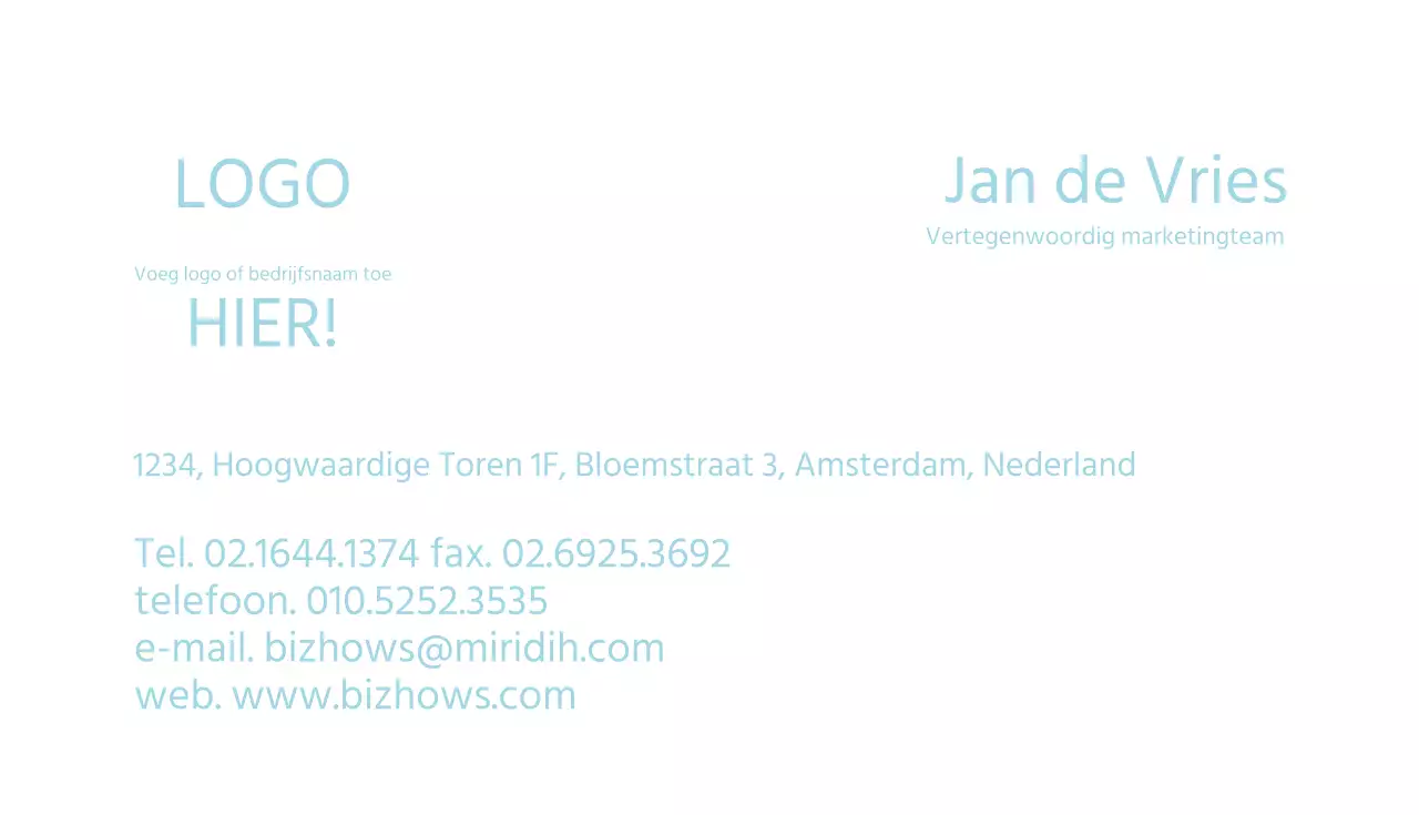 Standaard visitekaartje