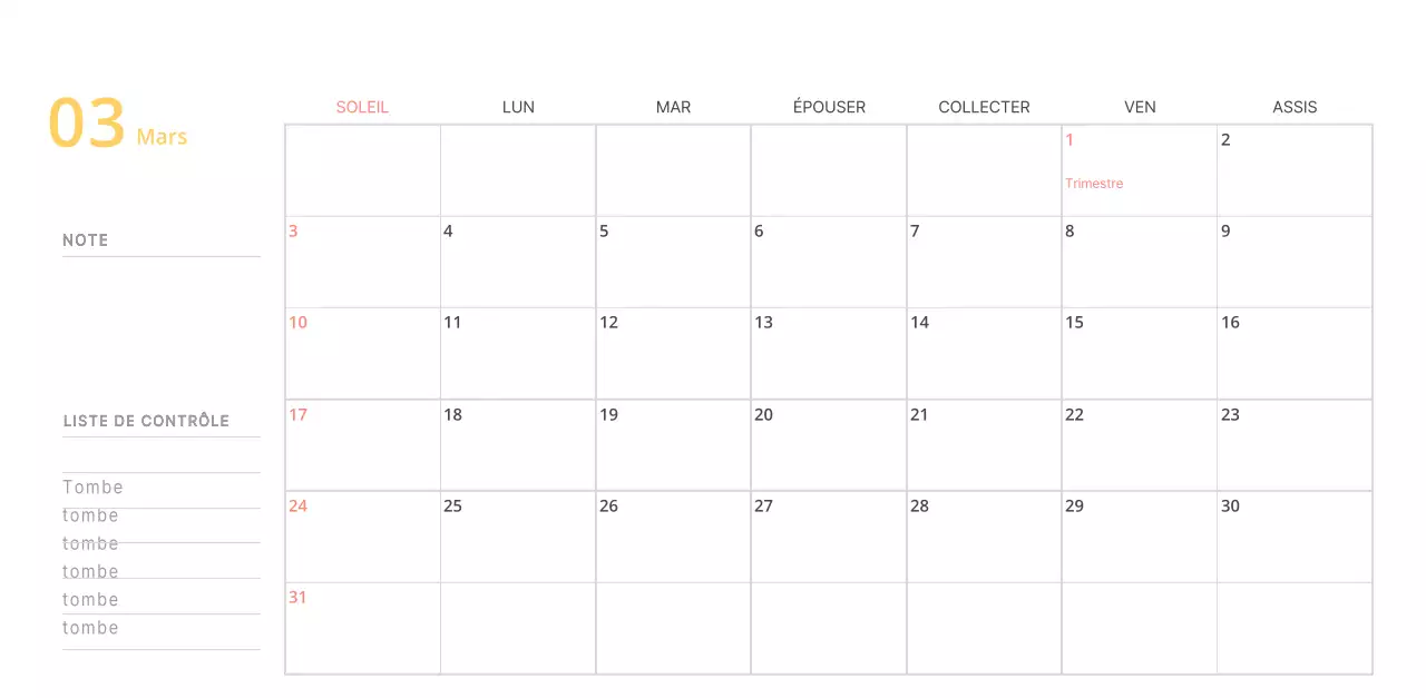 Calendrier de bureau illustré vert sur le thème de la famille