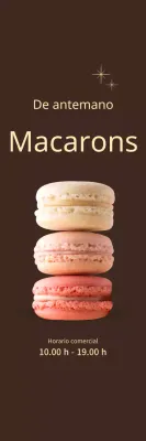 Promoción abierta Macaron pequeño sobre fondo marrón