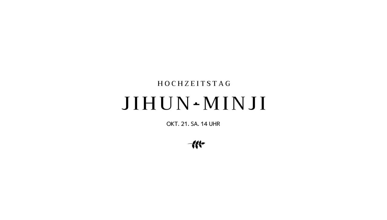 Umschläge für Hochzeitseinladungen in schlichtem Design mit schwarzen botanischen Illustrationen und den Namen von Braut und Bräutigam.