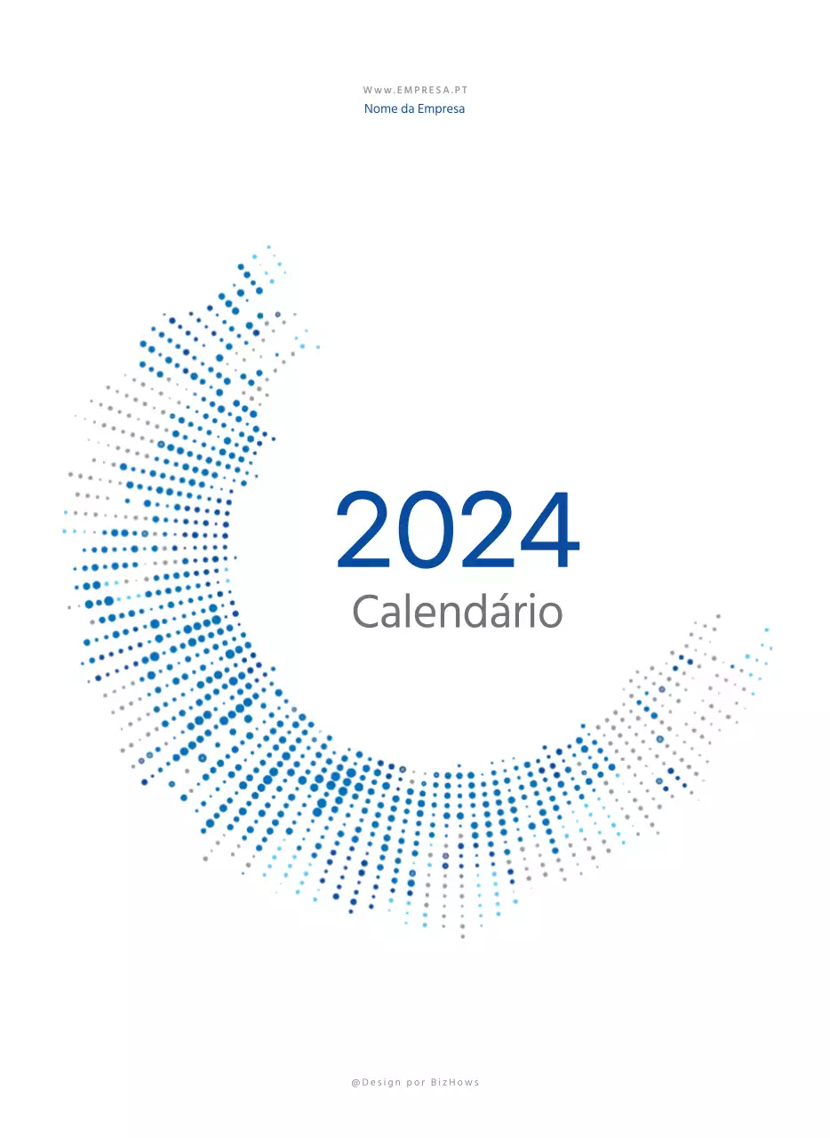 Calendário de parede com conceito empresarial simples em azul e branco