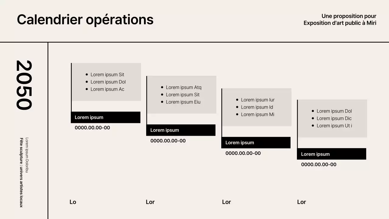Proposition d'exposition avec des accents de grille beige-noir