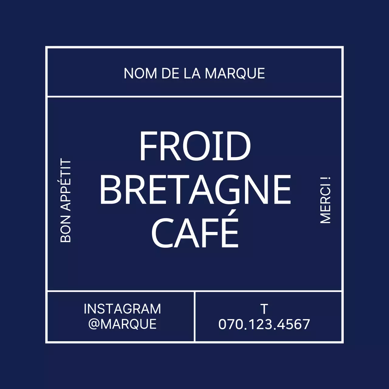 Cadre simple bleu marine Café