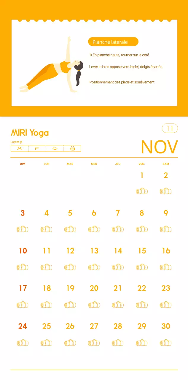 Calendriers orange à distribuer lors de la promotion de votre studio de yoga.