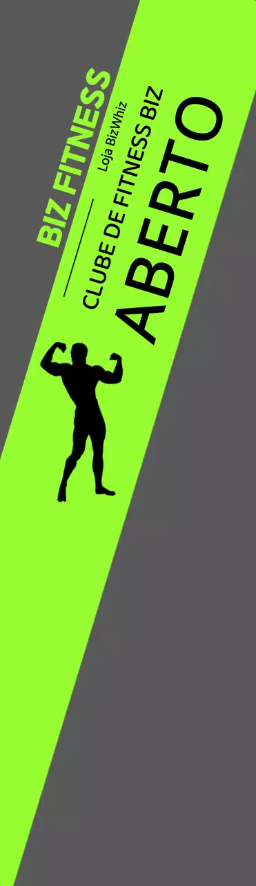Cartaz de abertura do health club com silhueta de homem numa base fluorescente