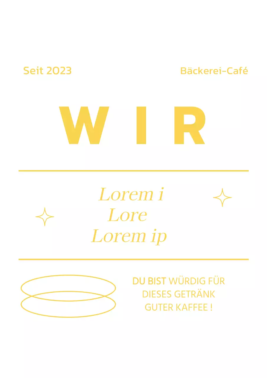 Vertikaler Innenaufkleber mit fett und kursiv gedruckter Schrift, unterteilt in drei Abschnitte