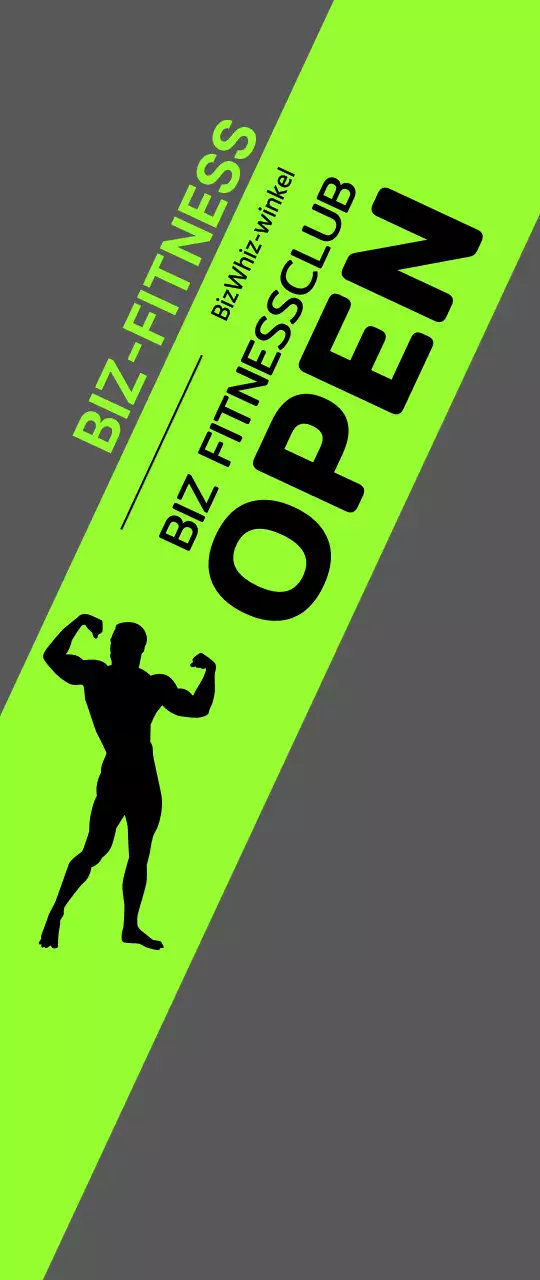 De openingswindbanner van de gezondheidsclub met mannensilhouet op fluorescente basis