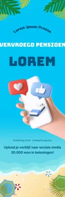 Promoot je pensioen met social media likes op een blauwe oceaan achtergrond