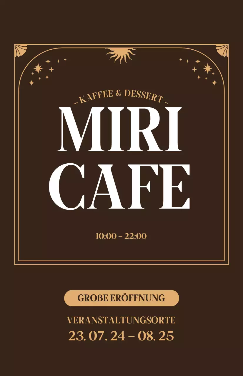 Werben Sie für einen Café-Eröffnungsrabatt mit einer beigen Stimmung auf braunem Hintergrund