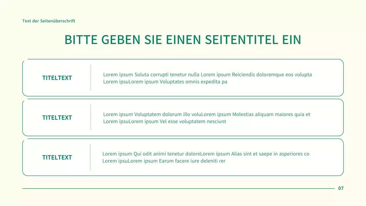 Einfache Geschäftsprojektpräsentation mit grünen Kreispunkten