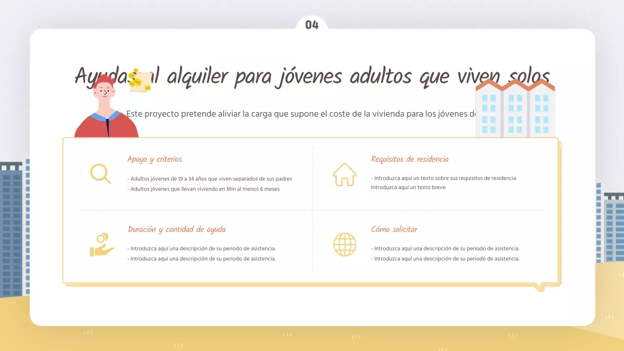 Guía del programa de la oficina gubernamental en blanco y amarillo brillante