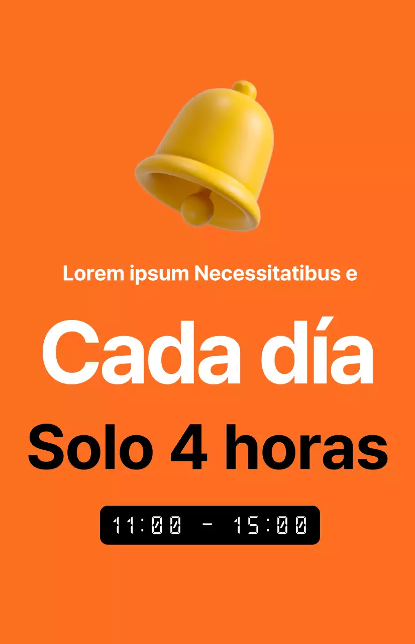 Una impactante promoción de venta de tiempo con la imagen de un despertador sobre fondo naranja