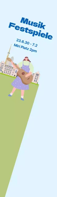 Große Musikfestival Werbung auf hellblau, grünes Gras Hintergrund