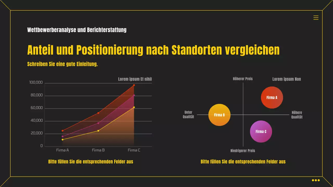 Einfache schwarze und gelbe infografische Business-Scorecard