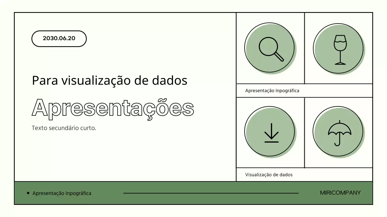 Formas simples em verde e bege Apresentação de infografia empresarial
