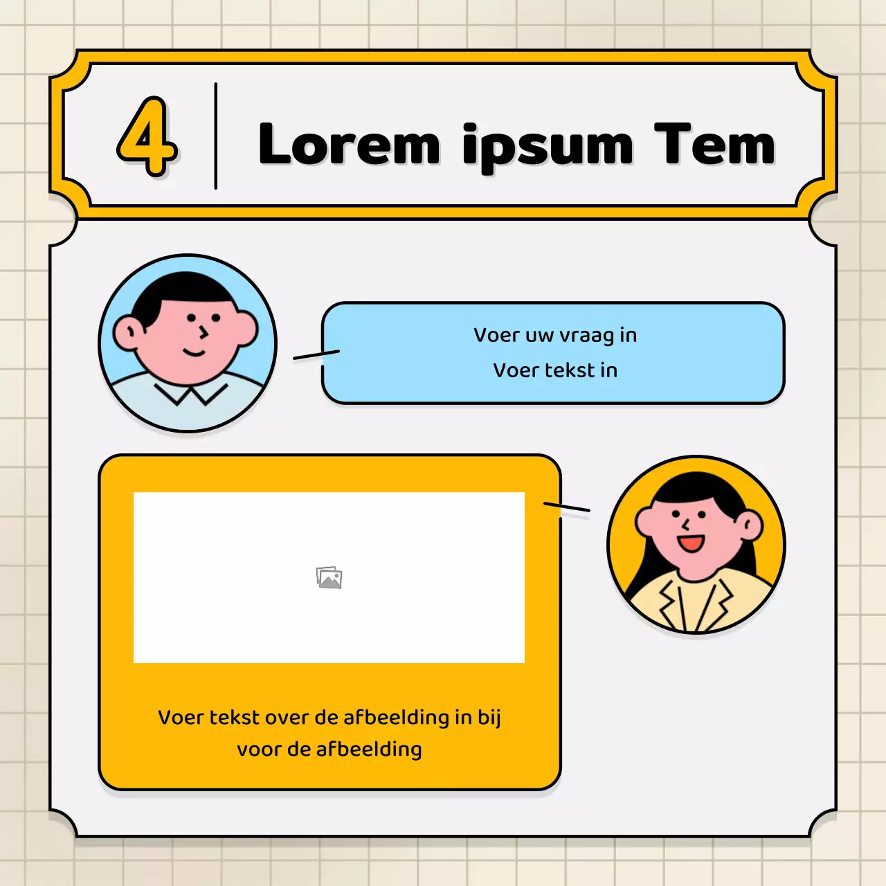 Lichtblauwe en gele tekstballonnen en schattige illustratiestijl