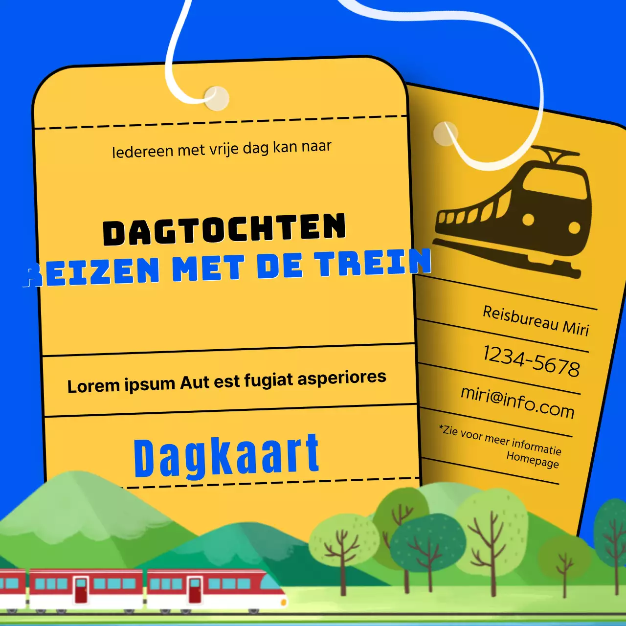 Geel Farfan Kaartje Eenvoudige Illustratie Treinreis Gebeurtenis