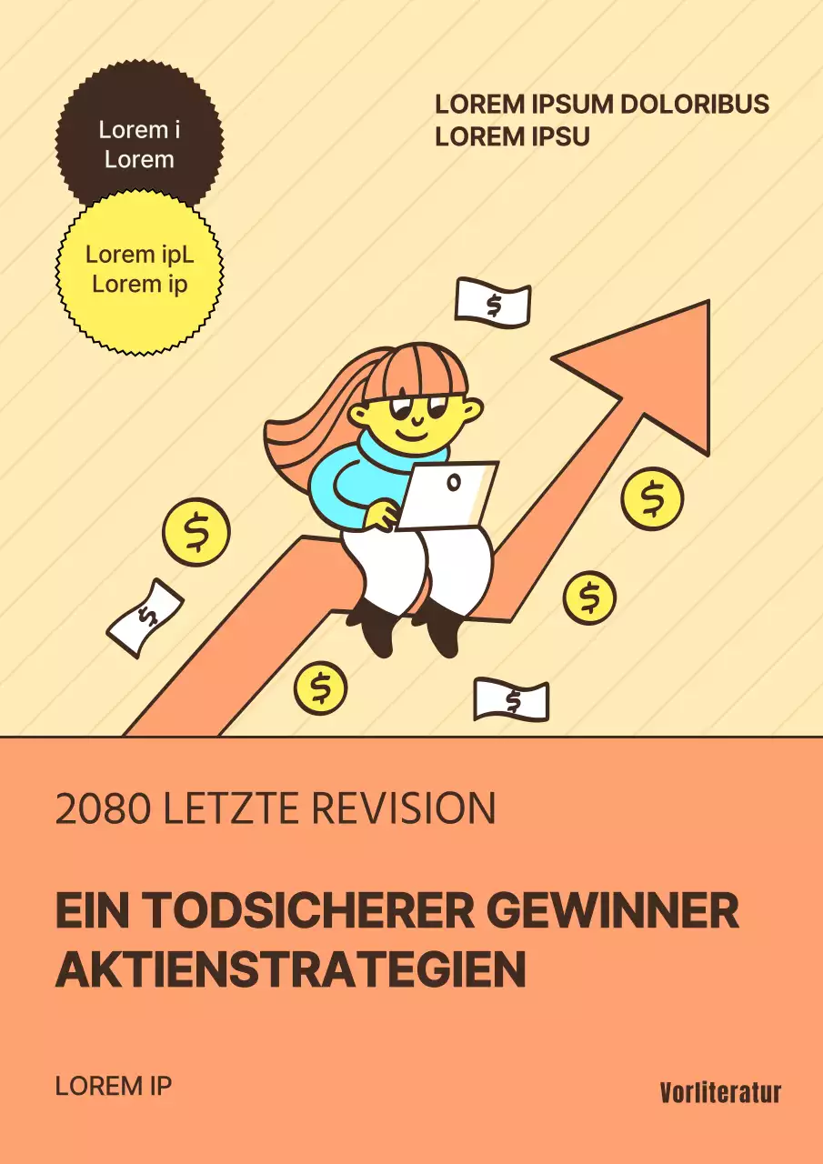 Stock Picking Abdeckung mit Pfeilen und Menschen Illustration in orange und gelben Tönen