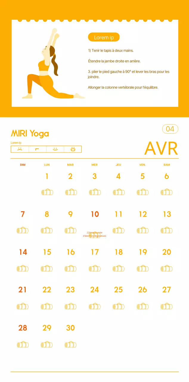 Calendriers orange à distribuer lors de la promotion de votre studio de yoga.