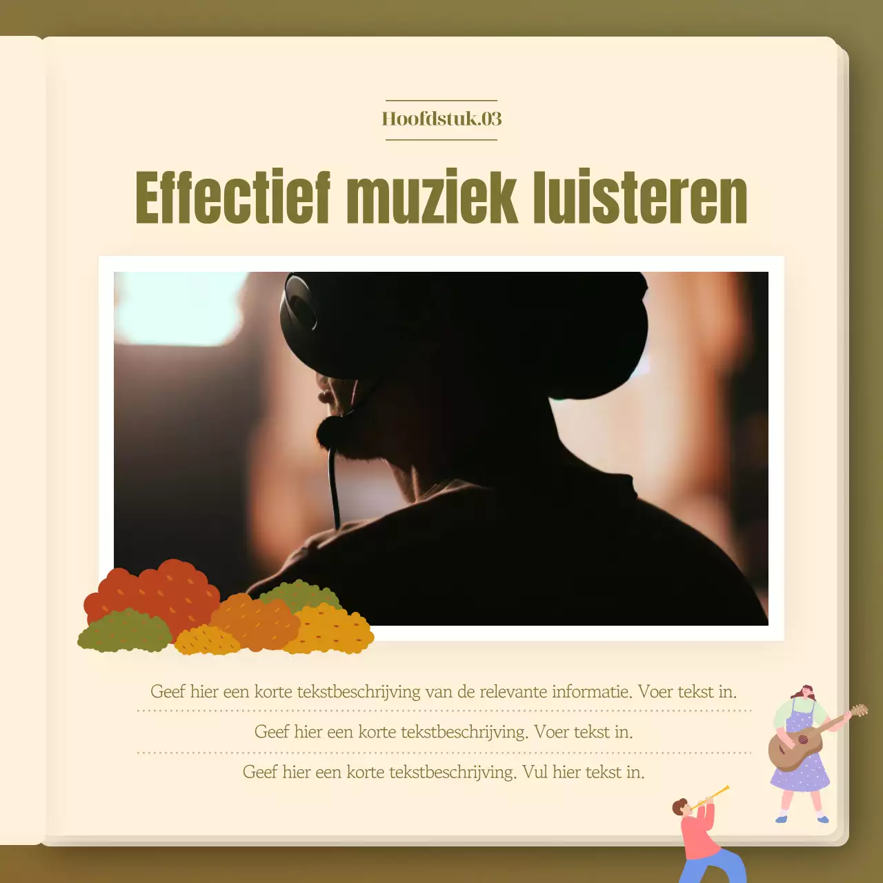 Het emotionele effect van herfstmuziek in een kaki en oranje combinatie