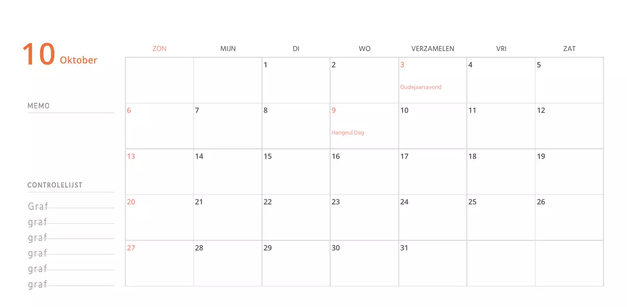 Schattige geïllustreerde groene bureaukalender met familiethema