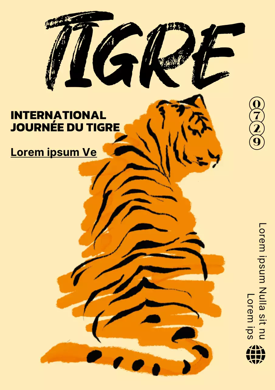 Journée internationale du tigre en orange DessinConcept