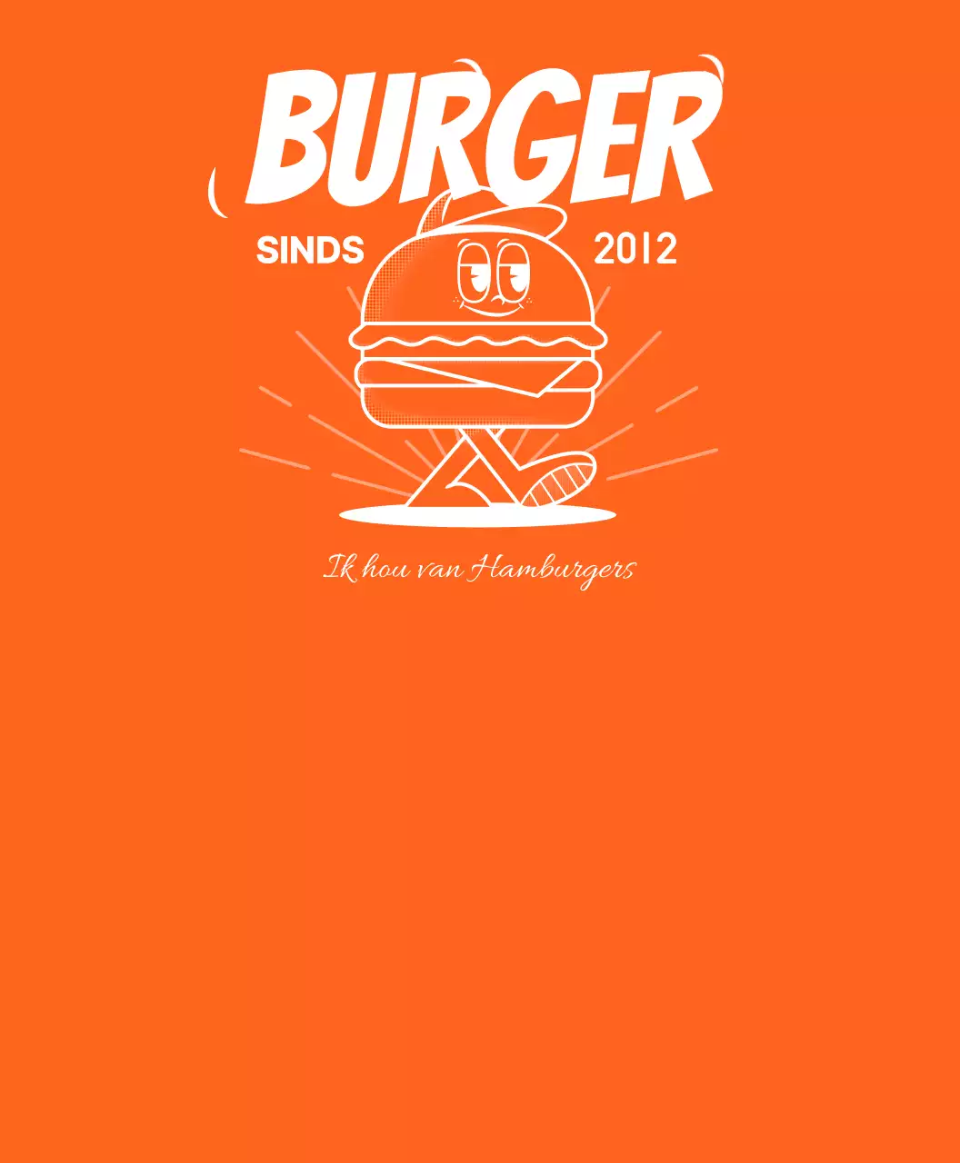 Hamburger karakter concept shop uniform in oranje en wit