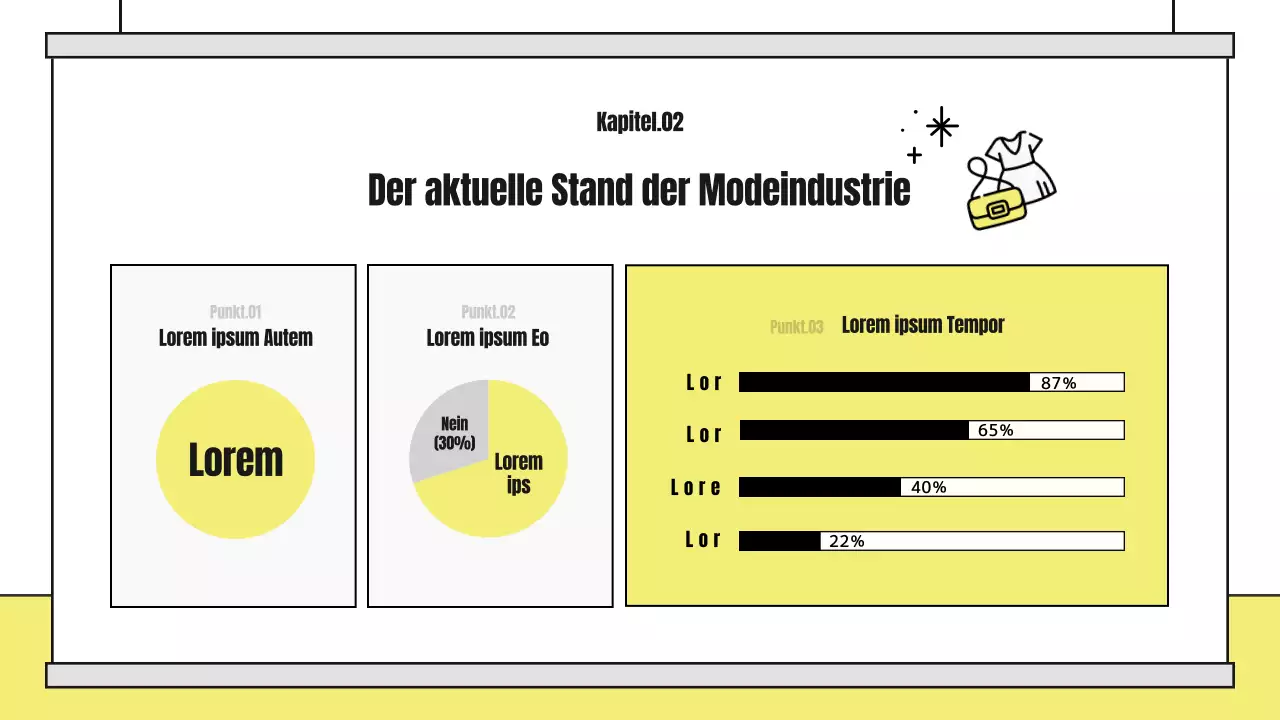 Ein hübsch illustrierter Analysebericht mit gelben und schwarzen Akzenten