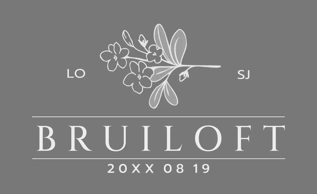 Voor een huwelijksuitnodiging met een donkergrijze bloem en vogelillustratie