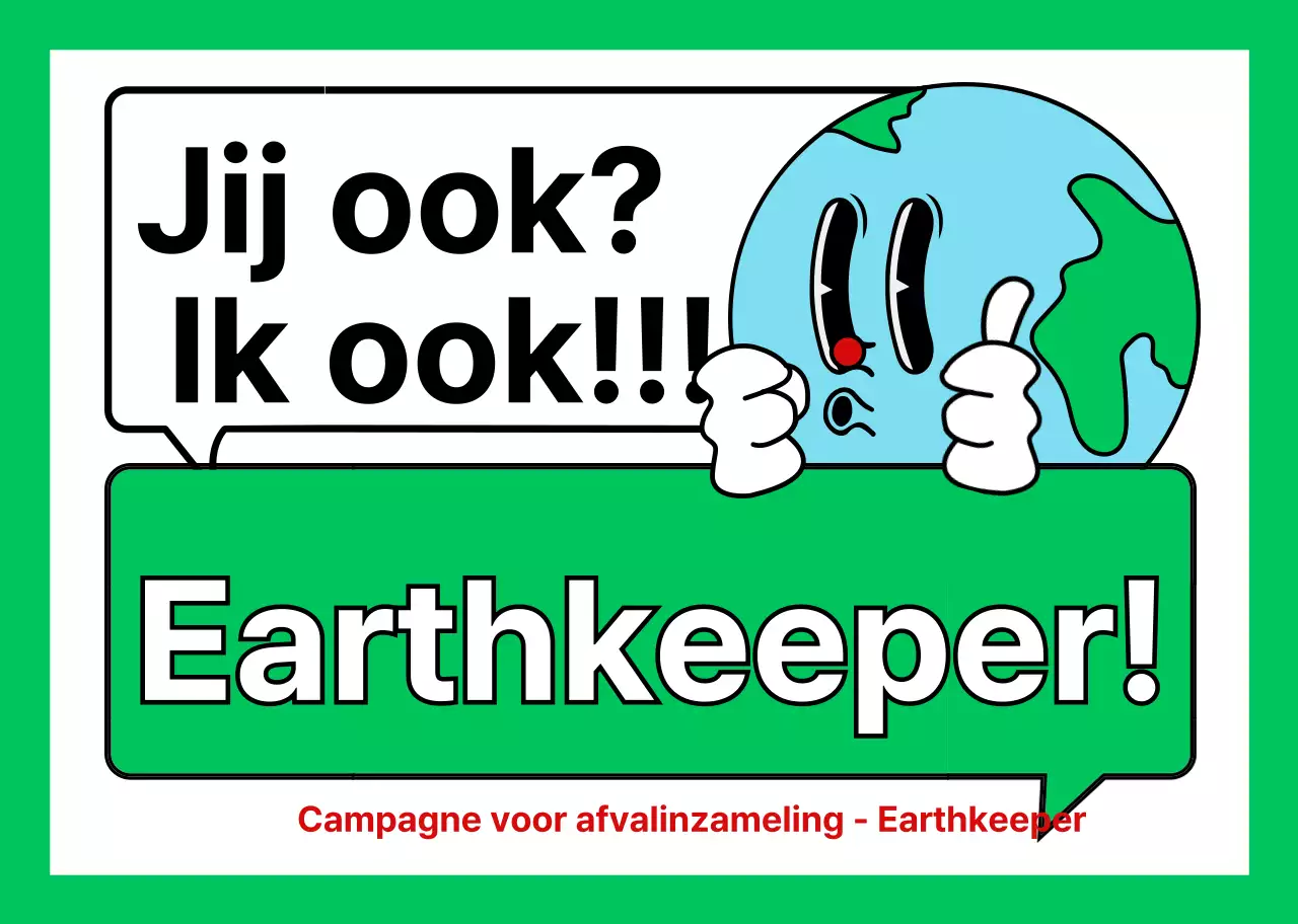 Promoot een milieucampagne met een leuke groen-witte illustratie van de aarde