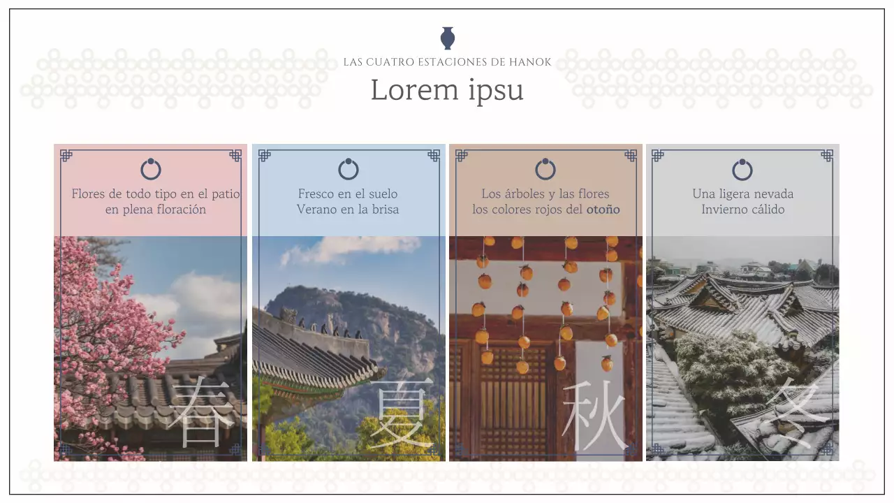 Un espacio de alquiler de hanok con formas marfil y sentimentales