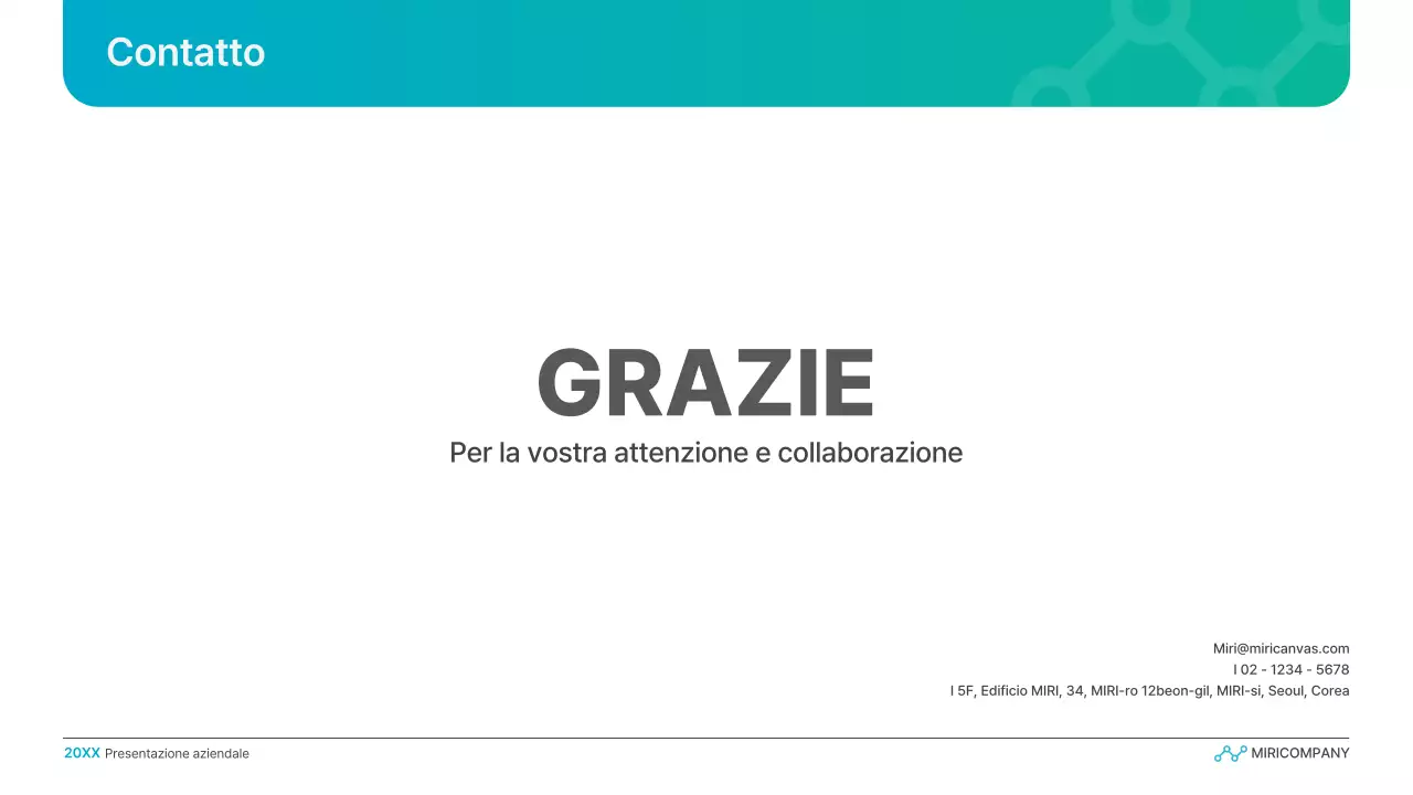 Semplice presentazione aziendale a gradiente in azzurro e verde