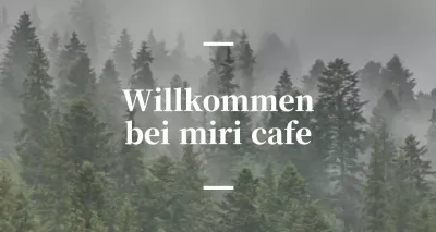 Englischsprachiges Cafe Balsa mit sentimentaler Beschilderung mit einem Foto eines Waldes.