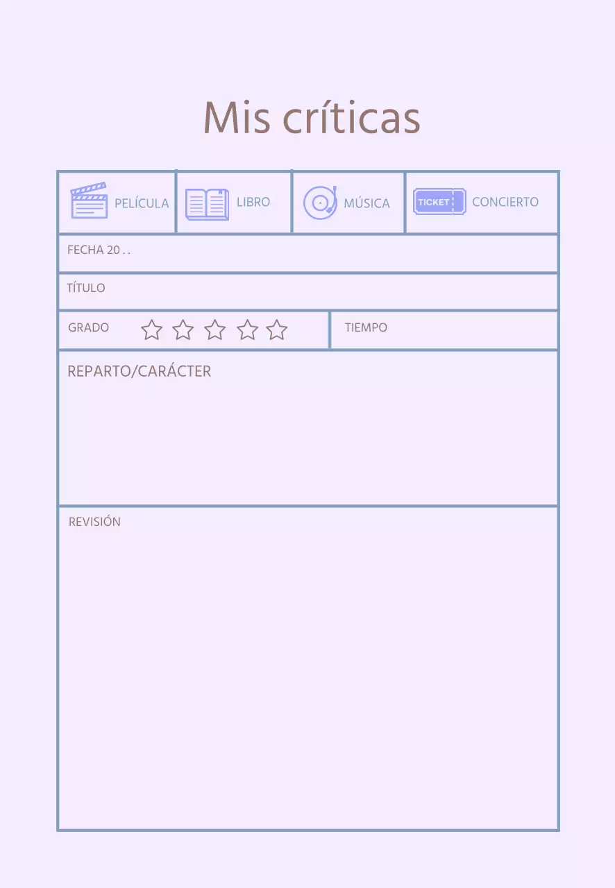 Icono morado Diario de revisión simple