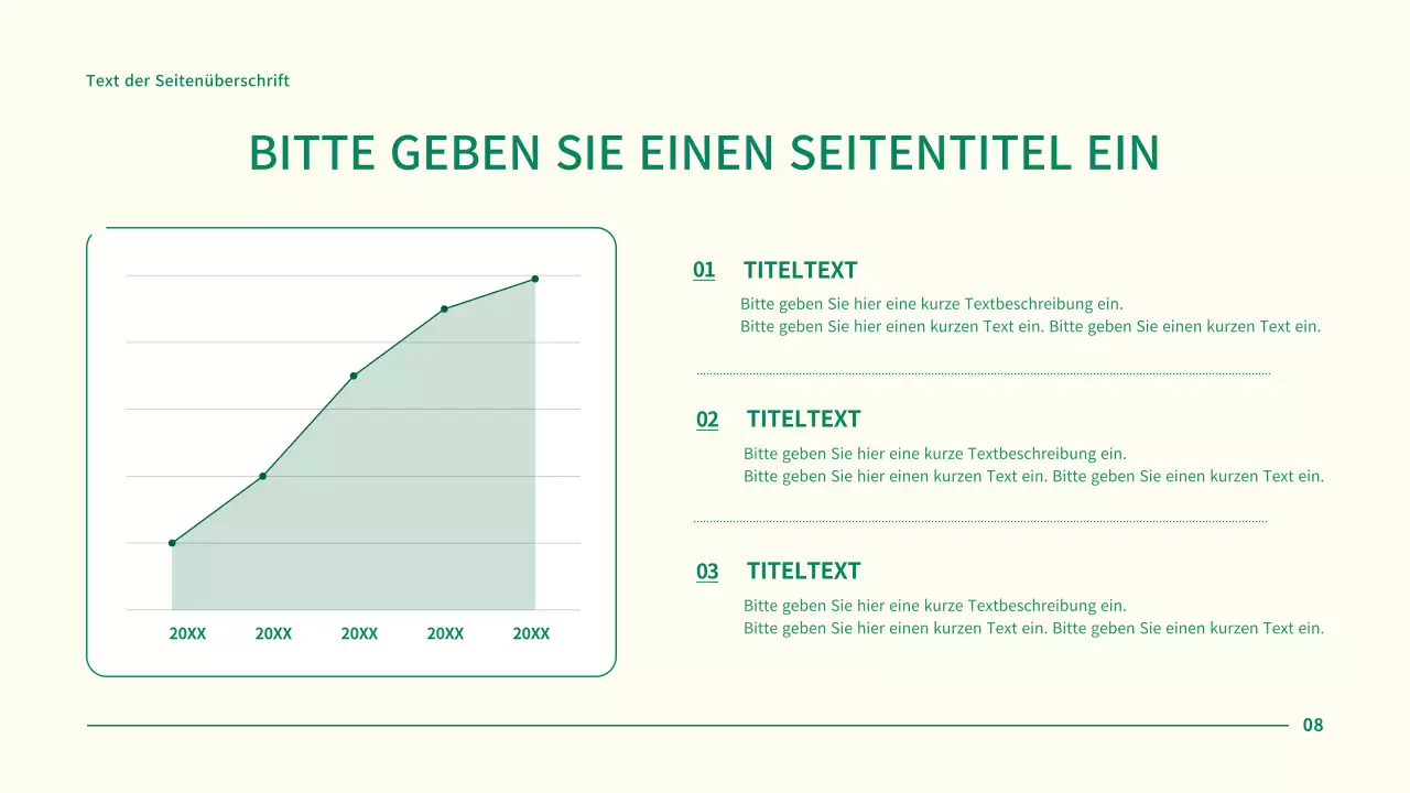 Einfache Geschäftsprojektpräsentation mit grünen Kreispunkten