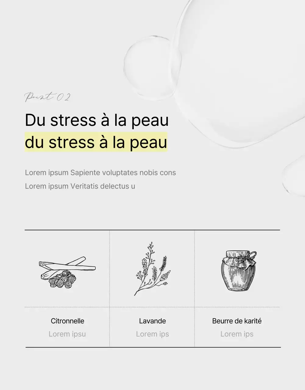 Page de vente de bombes de bain d'aspect naturel avec des palmiers verts