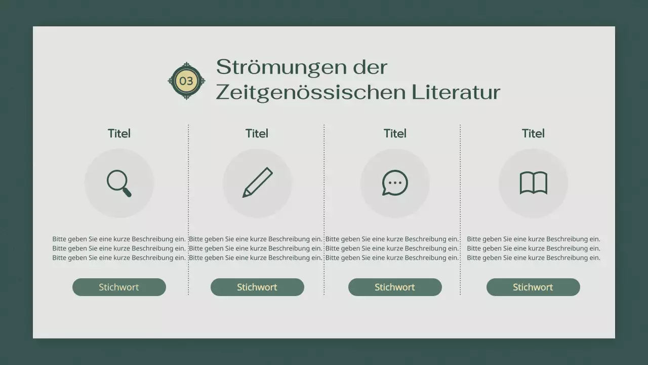 Grüne, beruhigende Atmosphäre Moderner Literaturunterricht