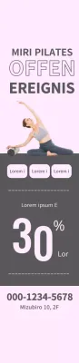 Pilates Open Event Windbanner mit grauen Quadraten auf rosa Hintergrund