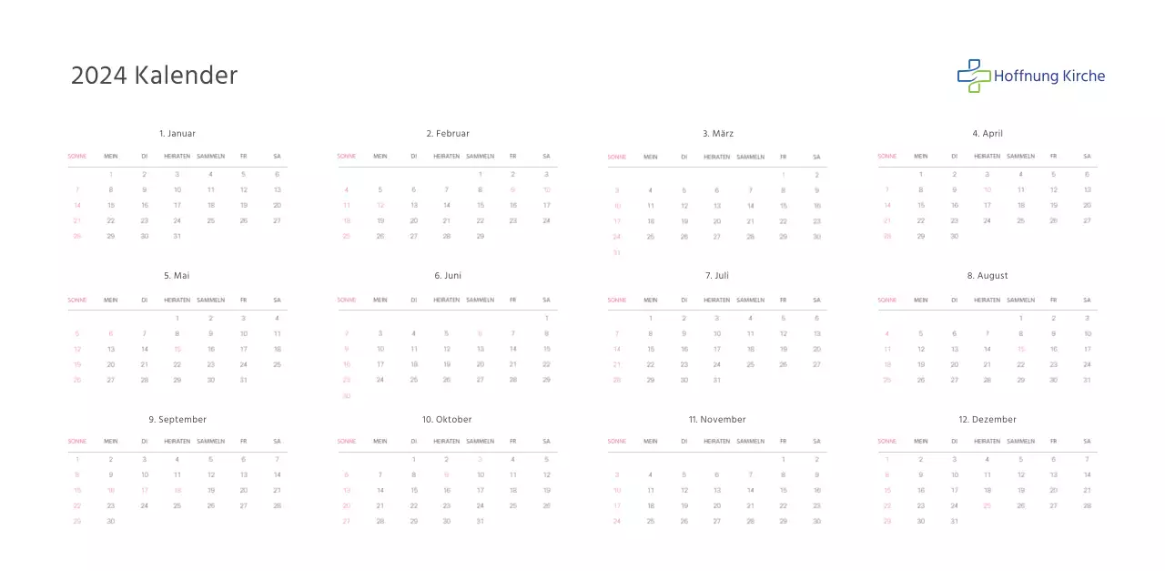 Kirchenkalender mit warmen Illustrationen