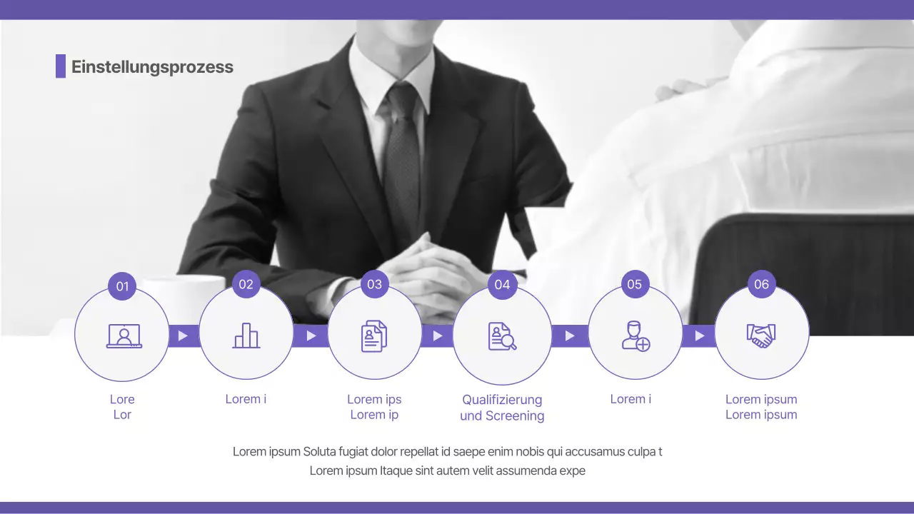 Ausgelagerte Personaldienstleistungen Vorschlag in Lila und Grau Business B2B Headhunting Personalbeschaffung Corporate Contingent Worker Dispatch