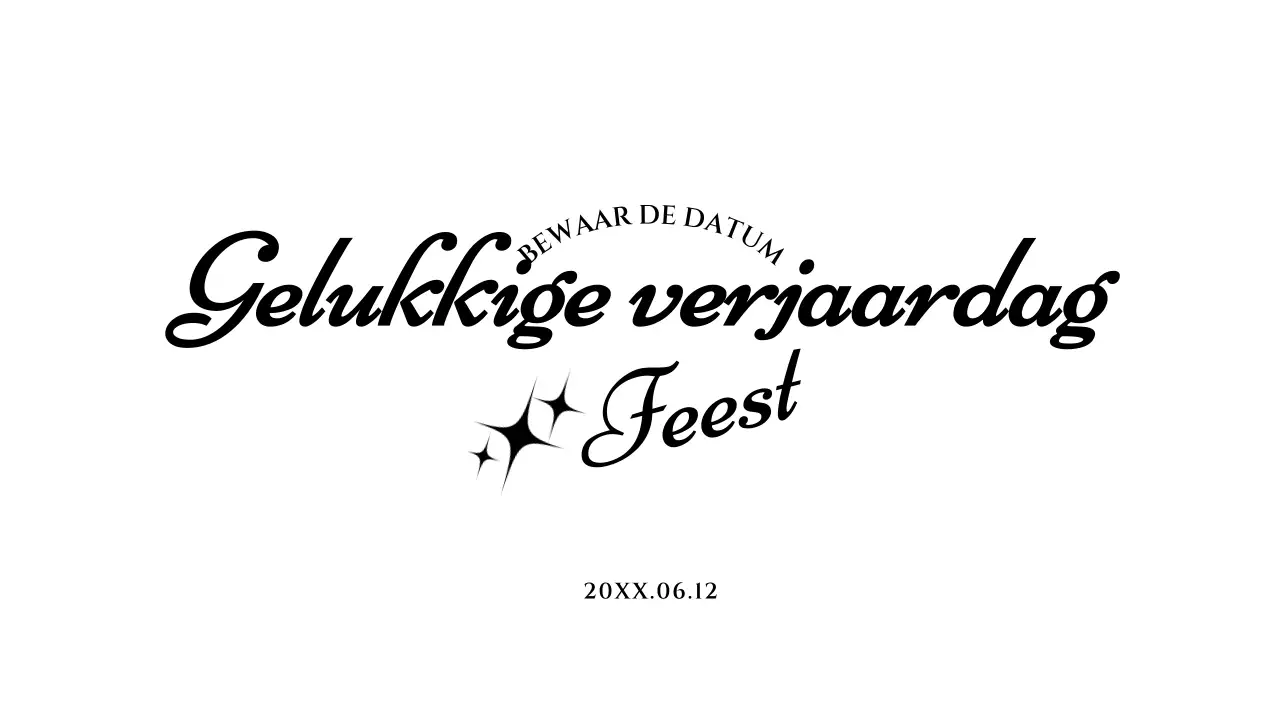 Eenvoudige envelop voor verjaardagskaart met zwarte tekst en sterillustratie