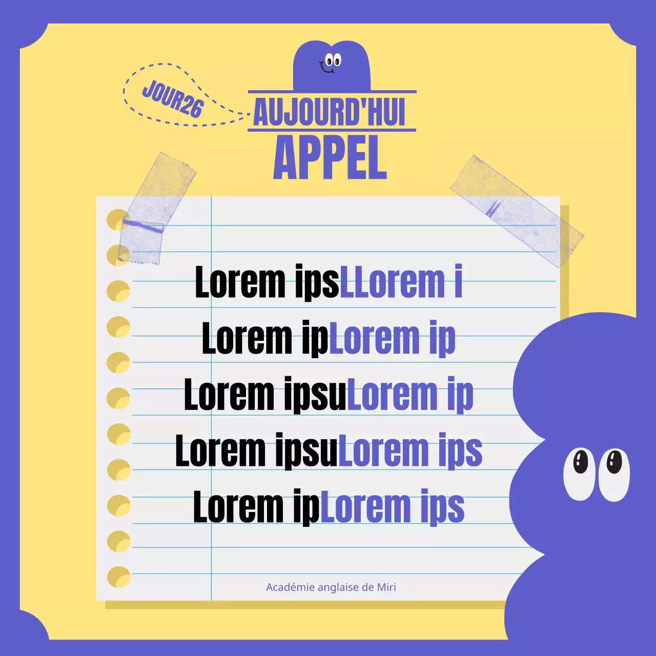 Représentations de mots anglais avec des caractères géométriques de couleur pastel