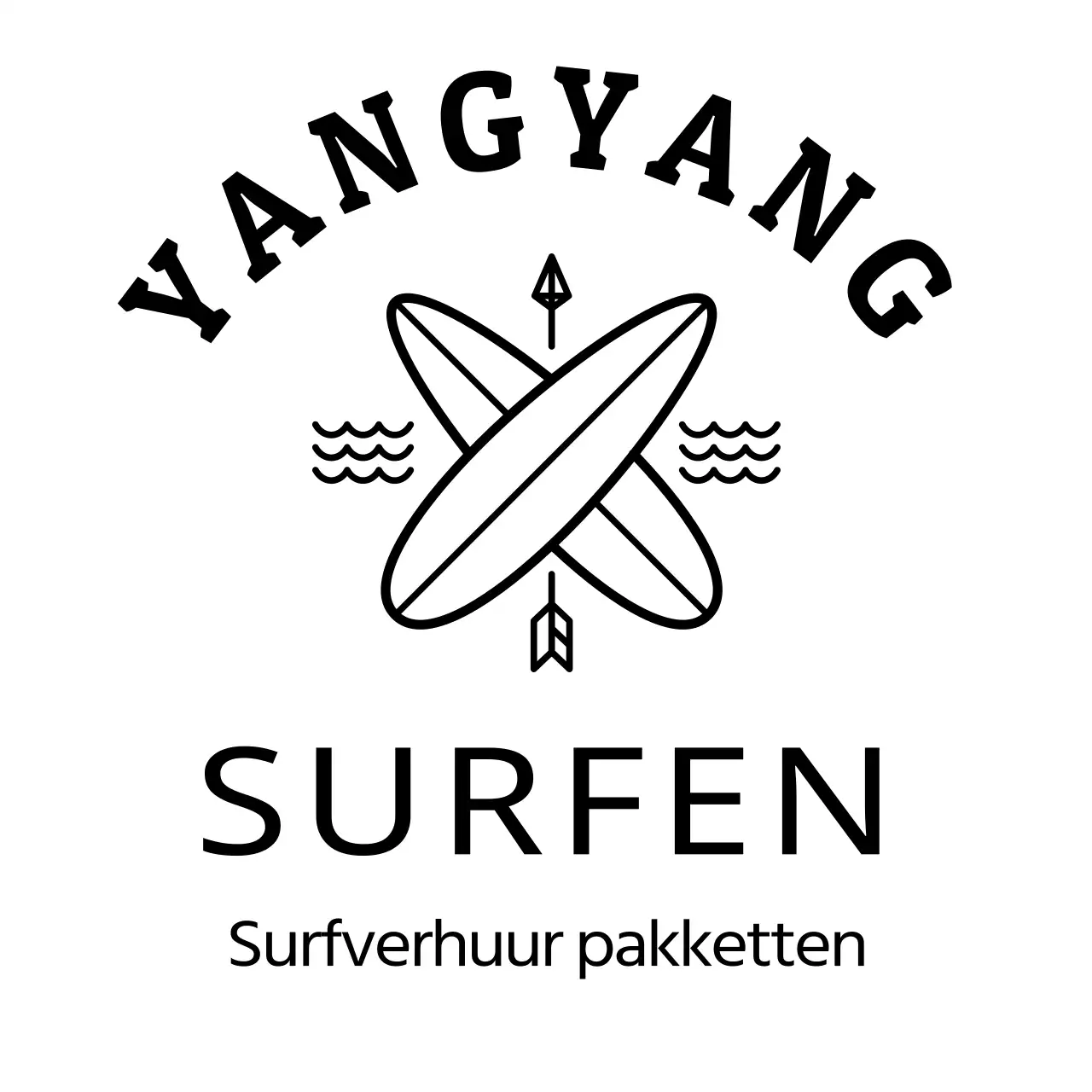 Promoot vakantiesurfen met eenvoudige zwarte tekst en lijnillustraties