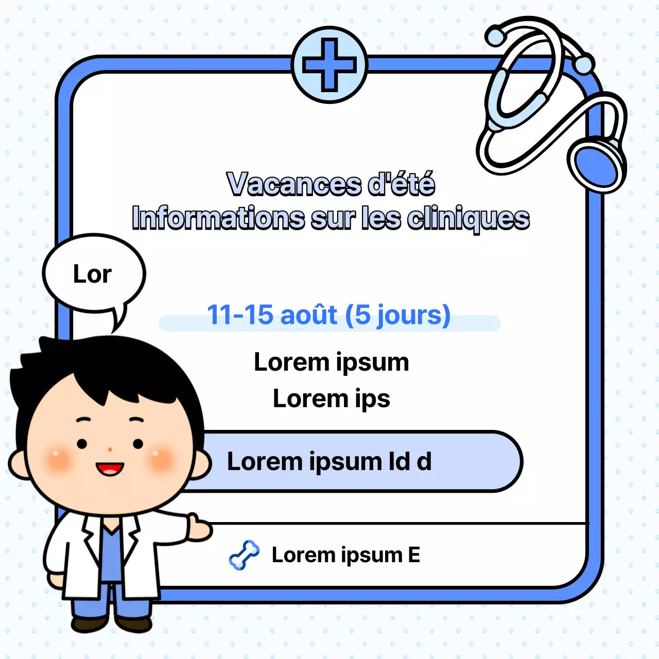 Annonce de la fermeture estivale d'un hôpital en bleu et blanc