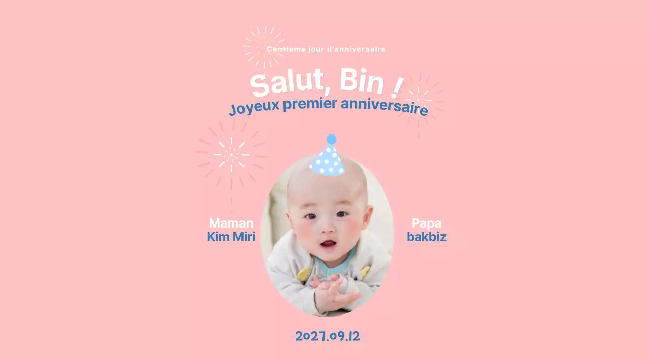 Cadre photo du centième anniversaire aux couleurs pastel