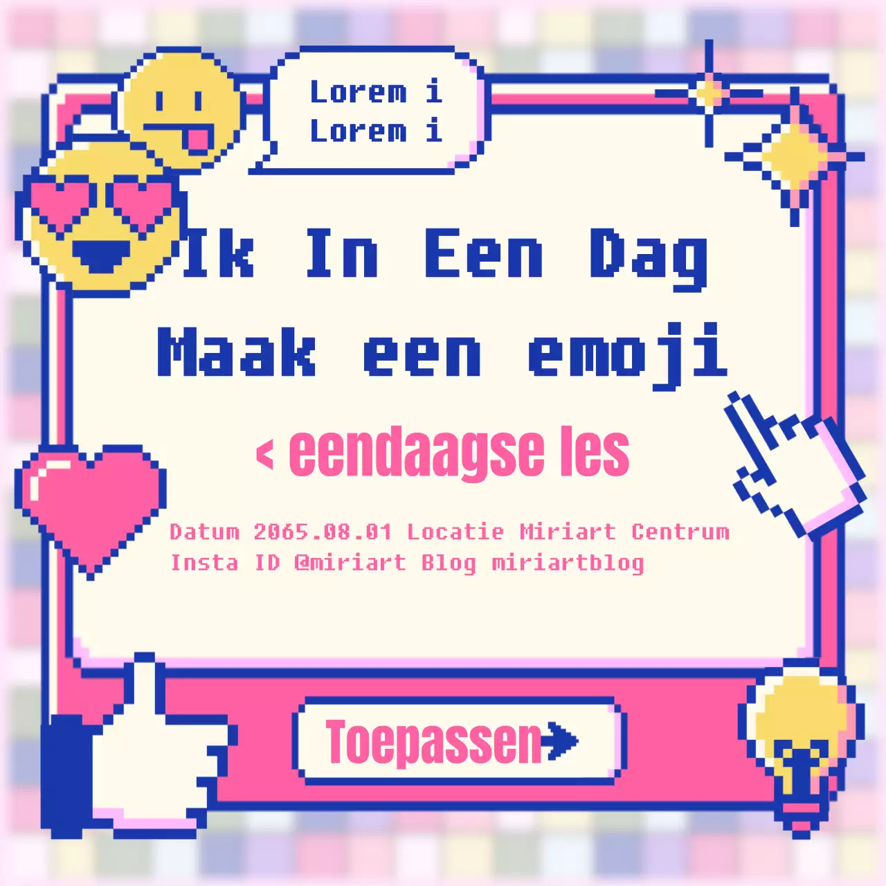 Promoot een eendaagse emoji-les met een roze retro-concept