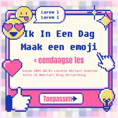 Promoot een eendaagse emoji-les met een roze retro-concept